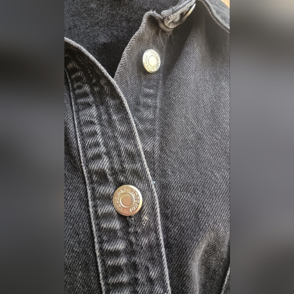 Topshop Charcoal 100% Cotton Denim Shirt Jacket_10 - Picture 5 of 11